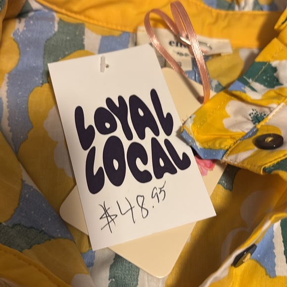 Yellow and Blue Floral 100% Cotton Blouse with 2 matching beaded necklaces - Picture 4 of 5